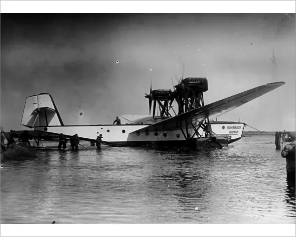 Seaplane. Circa 1920: Sideview of large seaplane Rohrbach Romar