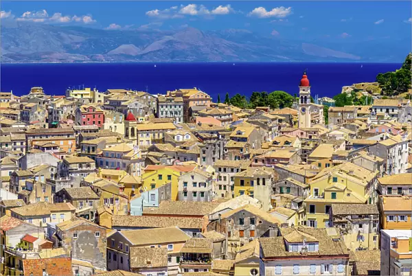 Panoramic view of Corfu Old Town, Ionian Islands, Greece