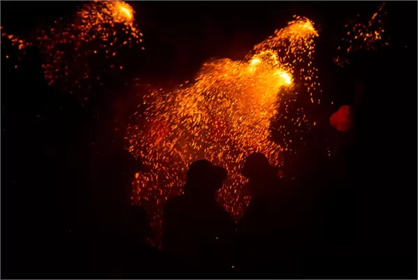 Patum de Berga with fireworks on Corpus Christi