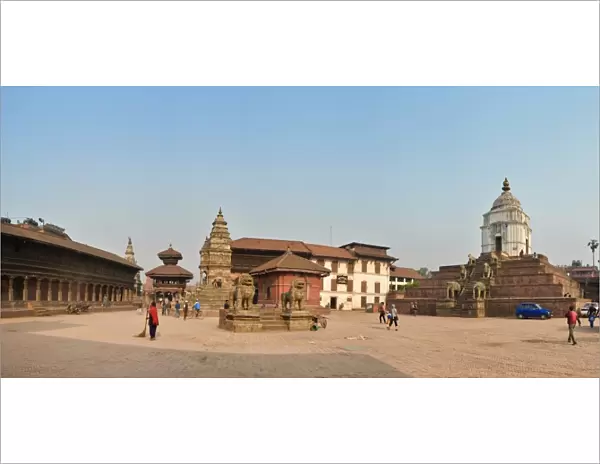 Panorama of historic Bhaktapur Durbar Square