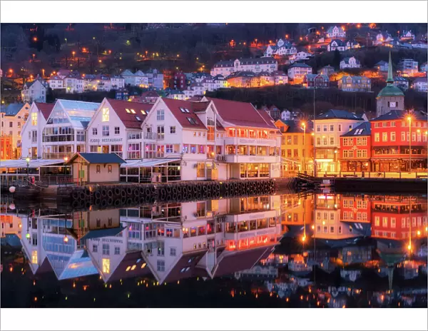 Bergen town centre at dawn, Norway