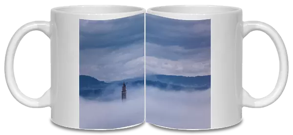 Tower of Hercules with fog, A CoruAna (Galicia, Spain)