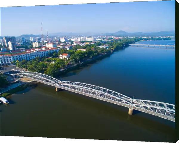 Trang Tien (or Truong Tien) bridge from above in Hue, Vietnam