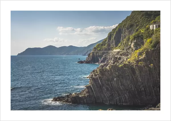 The cliffs in front of the port of Riomaggiore, Liguria. Italy
