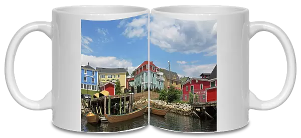 Lunenburg in Nova Scotia, Canada - colorful buildings and dories in the harbor front