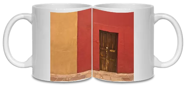 Wall and door in colonial San Miguel de Allende
