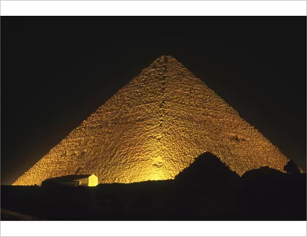 The Pyramid of Cheops illuminated at night