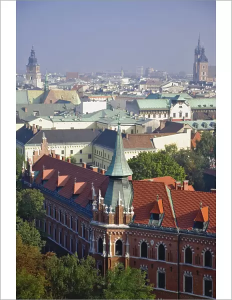 Poland, Krakow, cityscape with churches