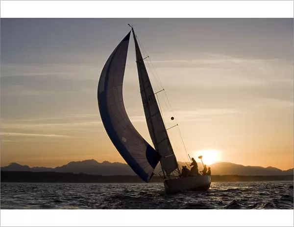 Sailboat at Sunset, Seattle, Washington