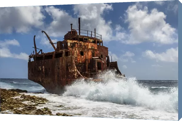 Shipwreck on coast of Little Curacao, Caribbean