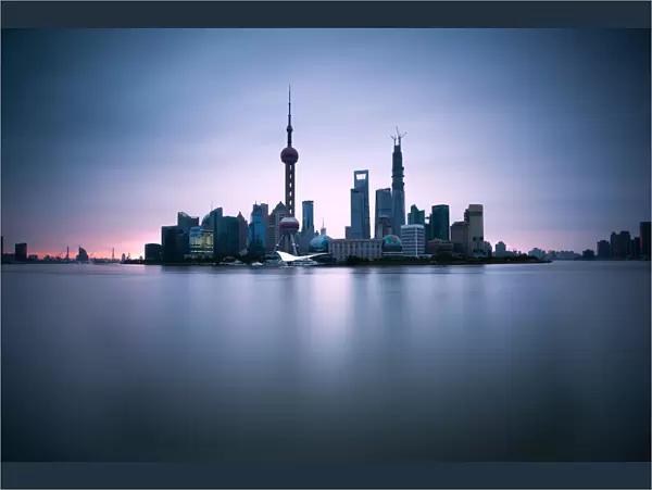 Lujiazui Pudong skyline at sunrise, Shanghai China