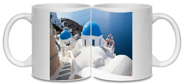 Iconic blue domed churches in Santorini