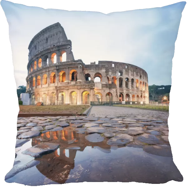 Colosseum reflected at sunrise, Rome, Italy