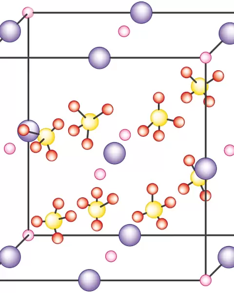 Digital illustration of atoms in aluminium molecule