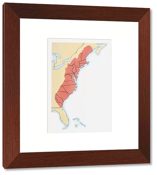 Illustration of states on East Coast of the USA