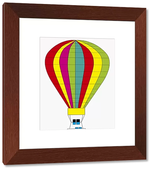 Digital illustration of colourful hot air balloon