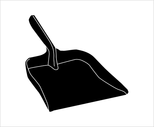 Black and white digital illustration of dustpan