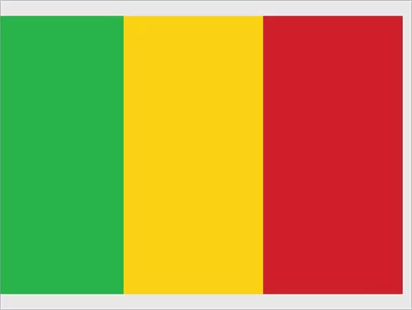 Illustration of flag of Mali, a tricolor of green, yellow, and red equal vertical stripes