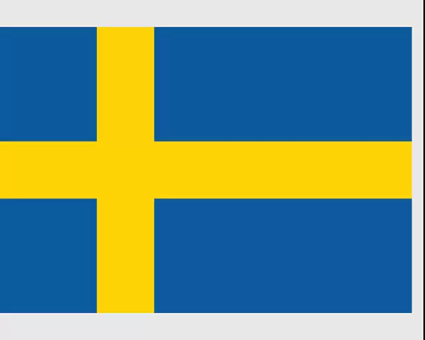 Illustration of flag of Sweden, with yellow Scandinavian cross extending to edges of blue field