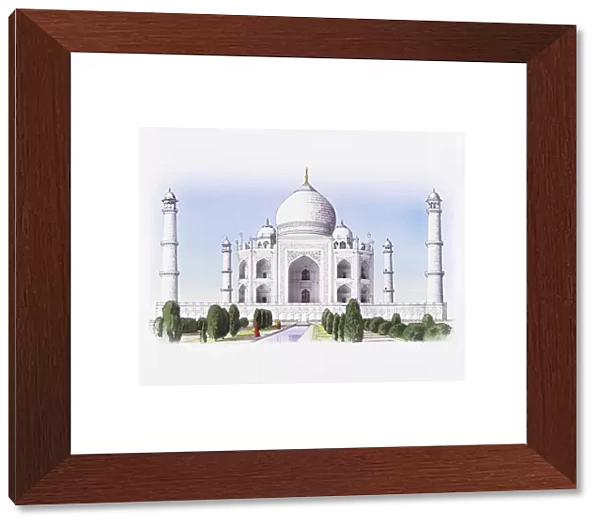 India, Agra, Taj Mahal, facade of mausoleum