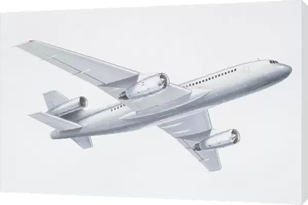 Passenger jet, low angle view