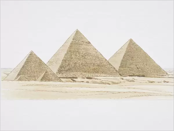 Egypt, Giza, three pyramids in the desert