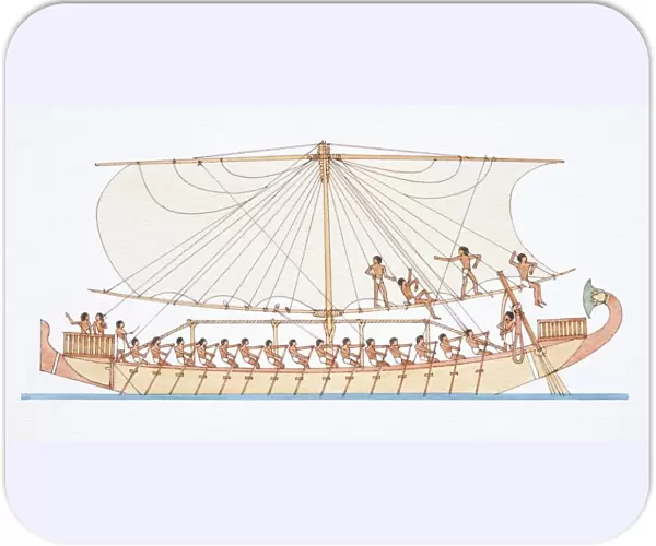 4000 BC ancient egyptian sailing boat, side view