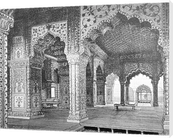 Interior of a hall in the palace of the Mughal kings in Delhi