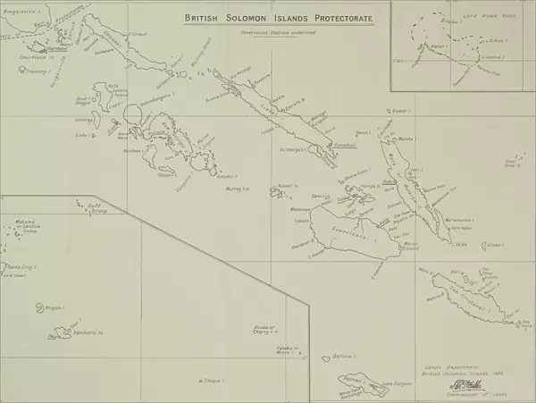 Antique map of British Solomon Islands Protectorate
