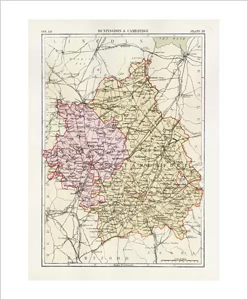 Huntingdon and Cambridge map 1881