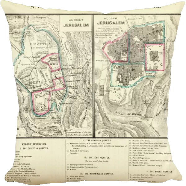 Ancient and Modern Jerusalem Map Engraving