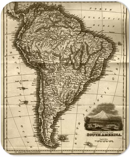 Map of South America (early 19th century steel engraving)