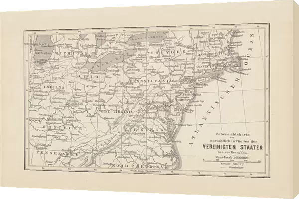 Map of Northeast United States, published in 1882