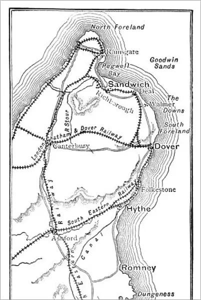 Map of the Cinque Ports (Victorian engraving)