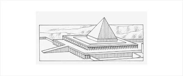 Black and white illustration of pyramid