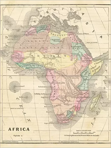 Old map of Africa 1856