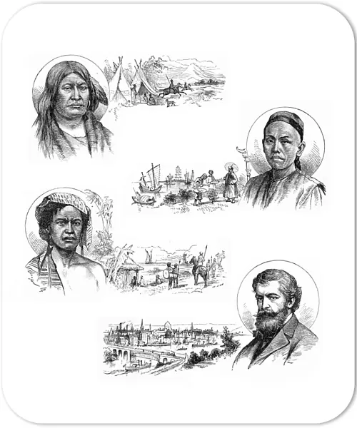 Men ethnicities Engraving 1883