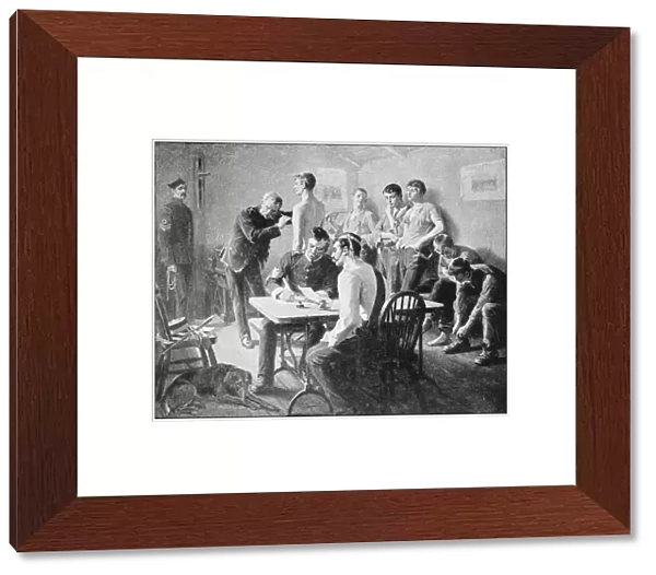 Antique photo of paintings: Doctor visiting soldiers