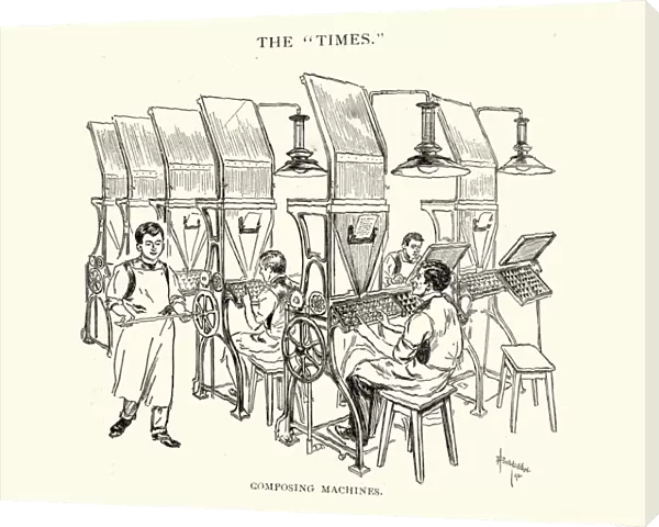 Composing machines at the Times Newspaper, 1892