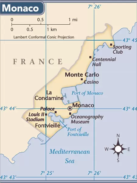 Monaco country map