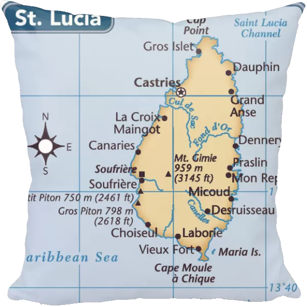 St. Lucia country map