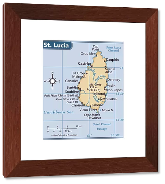 St. Lucia country map