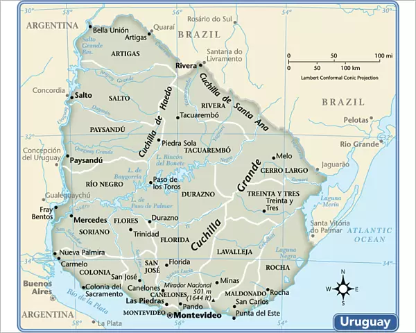 Uruguay country map