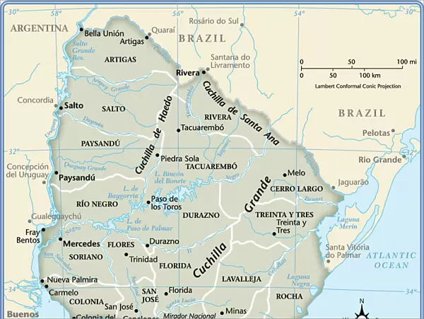 Uruguay country map