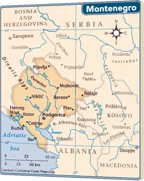 Montenegro country map