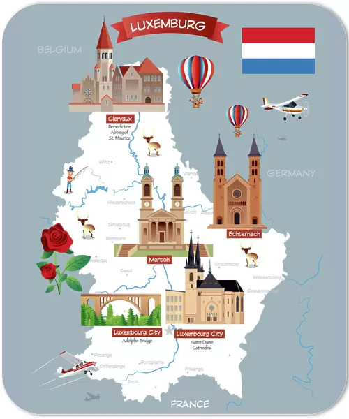Cartoon map of LUXEMBOURG