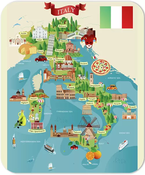 Cartoon map of ITALY