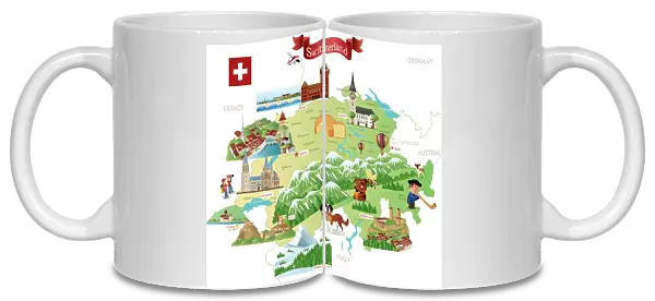 Cartoon Map of Switzerland