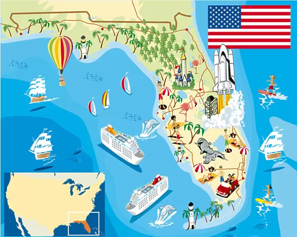 Cartoon map of Florida