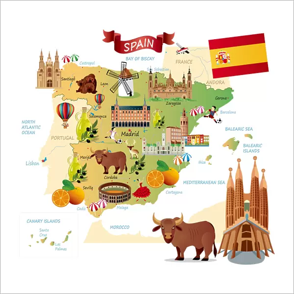Cartoon map of SPAIN
